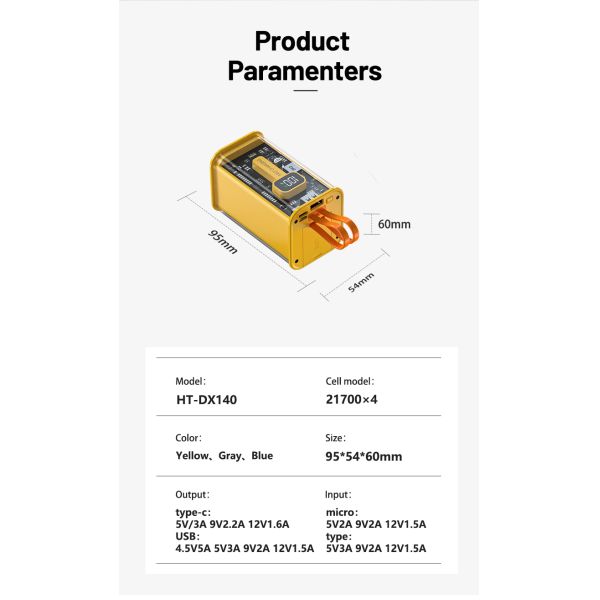 Mobile Phone Portable Power Bank Quick Charge Transparent 22.5W 16000mah