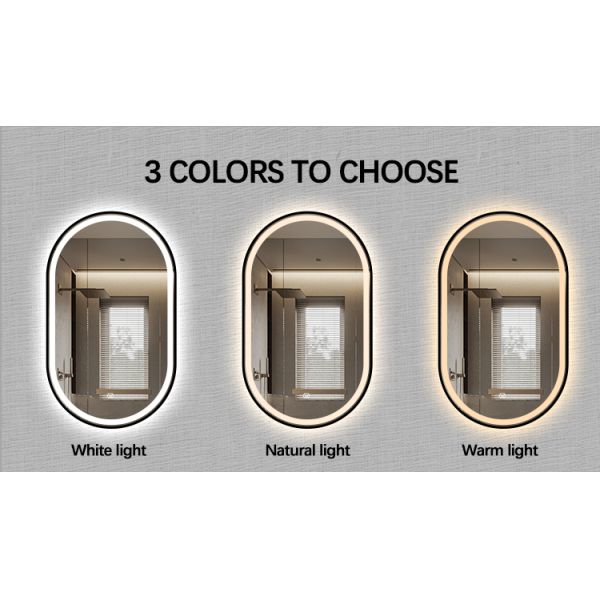 LED Illuminated Arch Bathroom Mirror Copper Free Silver Mirror With Defogger