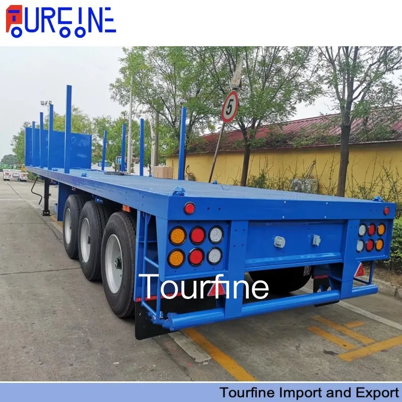 3 Axle Log Timber Semi Trailer with Side Stakes for Long Wood Transportation