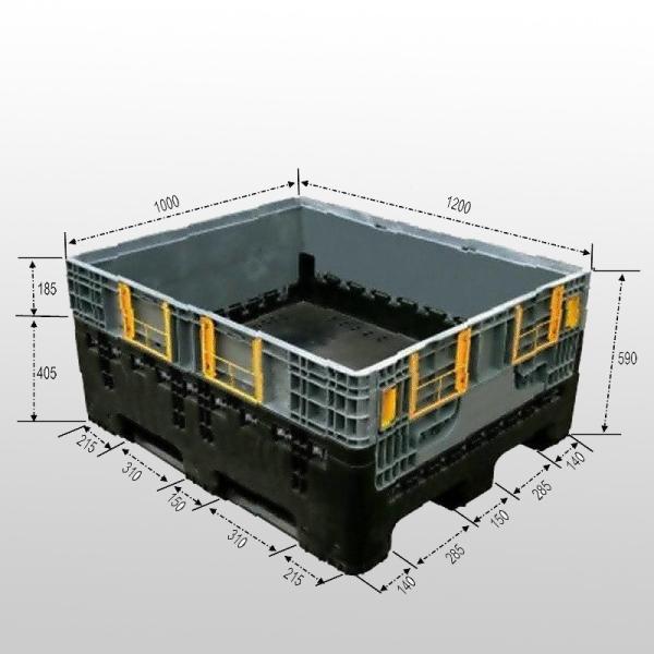 HUADING Big Bulk Collapsible Plastic Containers 1200*1000*590mm External Specification