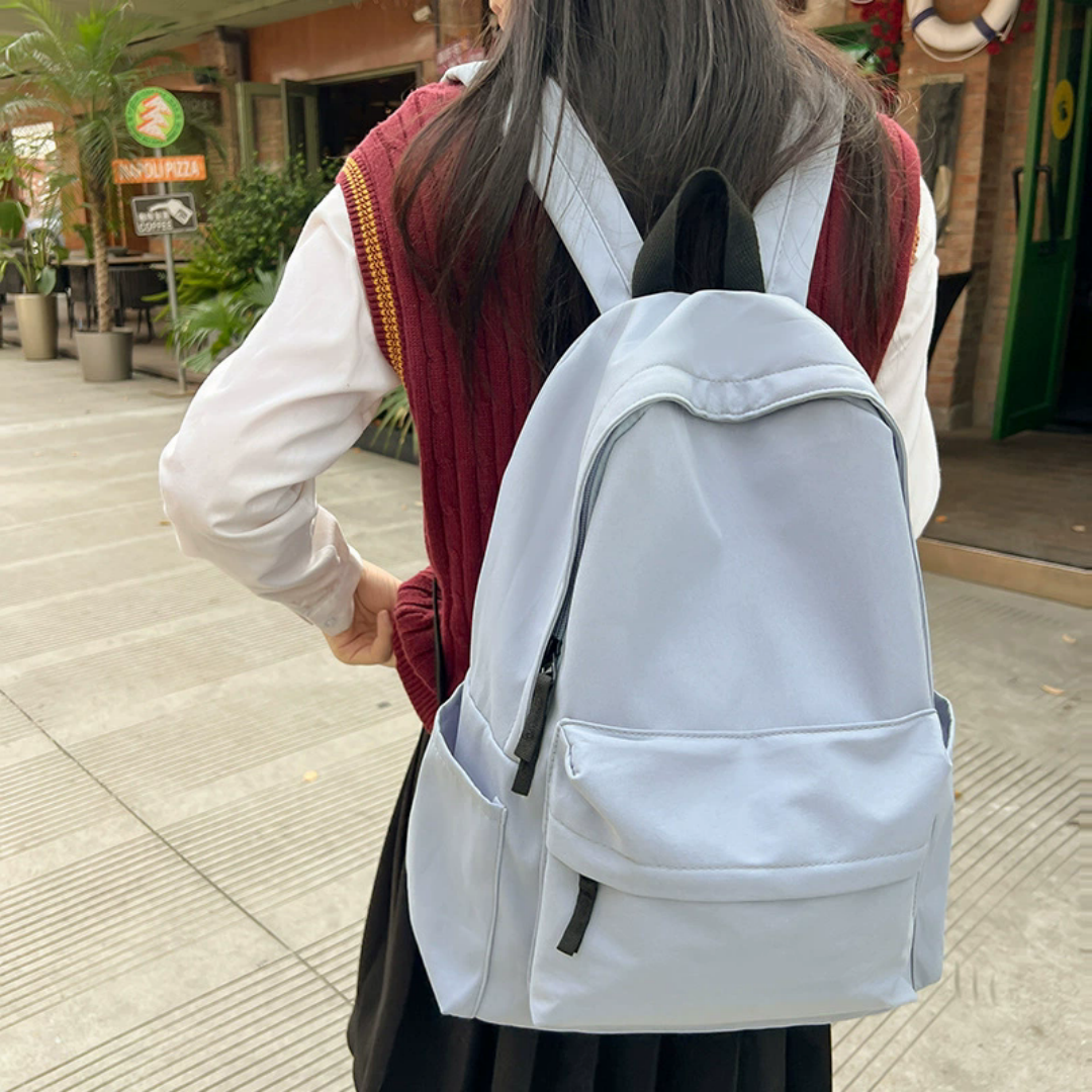 Colefa Japanese Style Unprinted Backpack for Male Female Large Capacity Solid Color Middle High School College Student Backpack