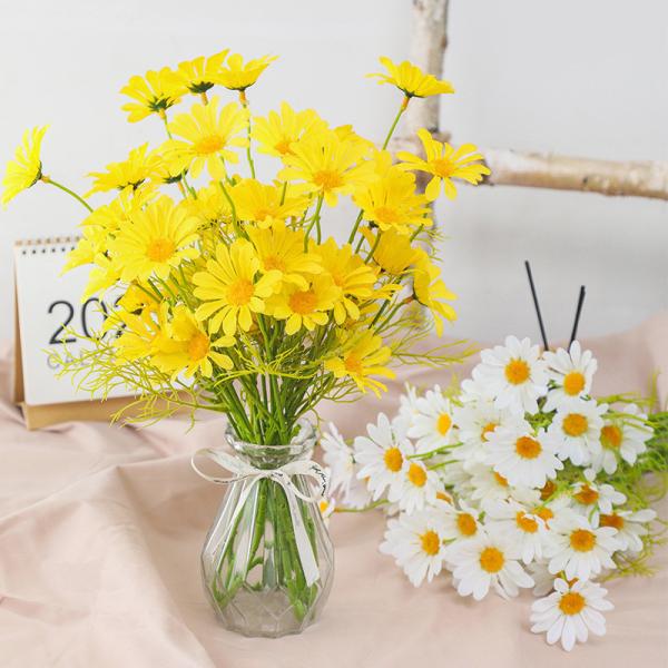 Simulated flower chamomile decoration, fake flower mall living room decoration, flower bouquet, plastic dried flower table decoration, small daisy