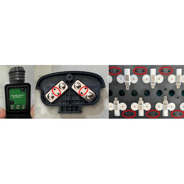 Dual-head Heat Staking Tip with Simultaneous Heat Staking of Two Plastic Stakes