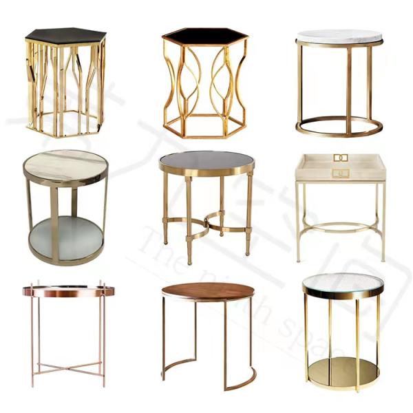 Versatile Upholstery Polygon Wire Table Rock Plate Table With Stainless Steel Gilt