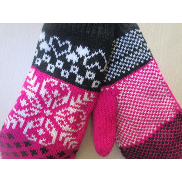 Ladies Acrylic Glove/Mitt with Jacquard--TR Lining glove--Fashion glove--Solid color