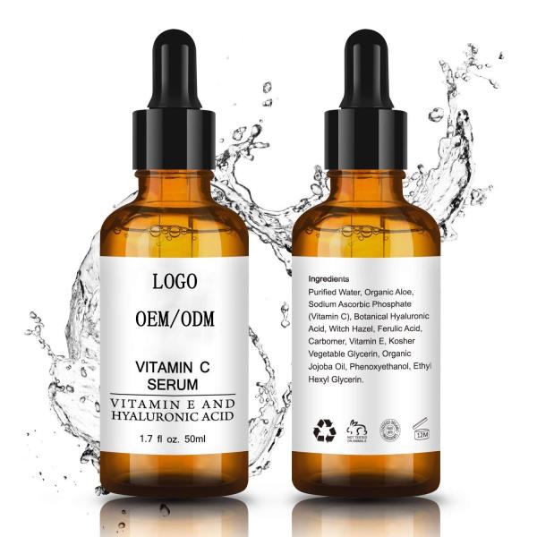 Soro de iluminação da vitamina C do OEM com linhas tênues de enchimento & enrugamentos do ácido hialurónico