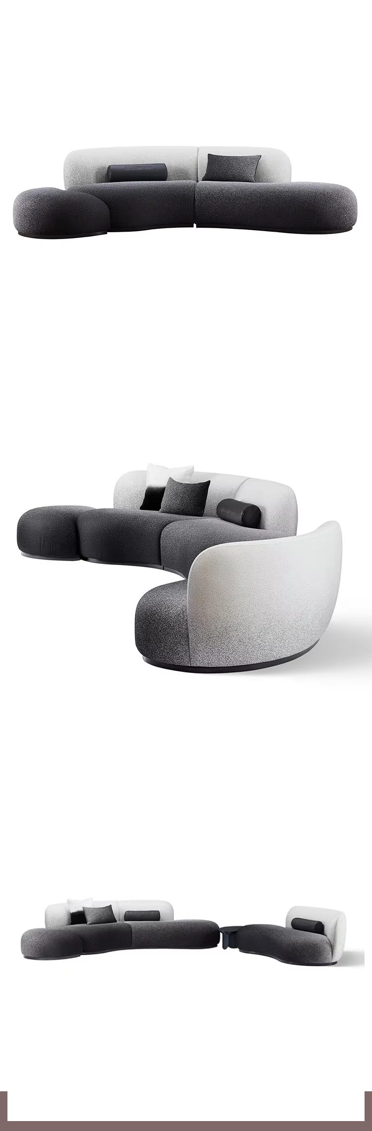 Gradient Fabric Arc-shaped Sofa, Living Room Hotel Designer Furniture, Modern and Simple Combination Modular Sofa,Source Factory