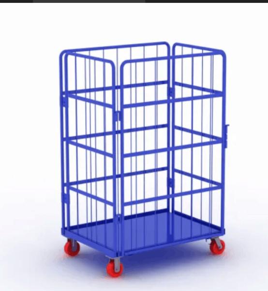 Metal Steel Roll Container Roll Trolley Pneumatic Wheel 200kg Load Capacity