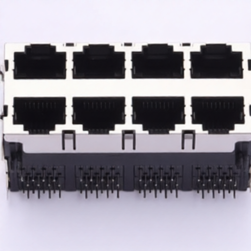 Right angle 8 port RJ45 connector plug shielded with 8 contacts Ckmtw R-RJ45R08P-B804 network connector