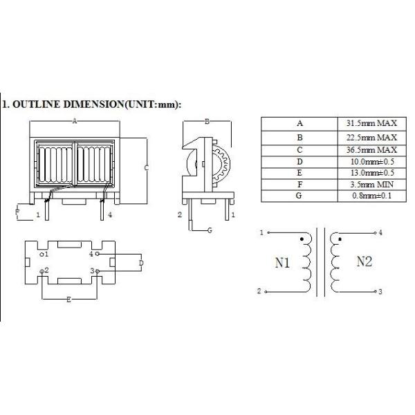 Vertical CMC ET28 10mH Power Inductor Coil , CE Common Mode Choke Filter