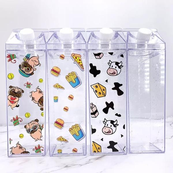 16oz 32oz Eco-friendly Kids Water Bottle Clear Milk Carton Custom Design Logo Stocked