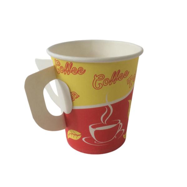 7 Oz PE Coating Single Wall Hot Cup Disposable Custom Printed With Handle