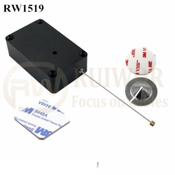 RW1519 Cuboid Multifunctional Retractable Cable With Dia 22mm Circular Sticky Metal Plate Used In Consumer Electronics Store