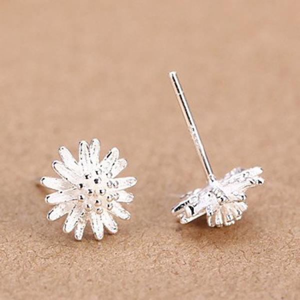 Fashion Jewelry 925 Silver Plated Daisy Flower Stud Earrings (EETUD010)