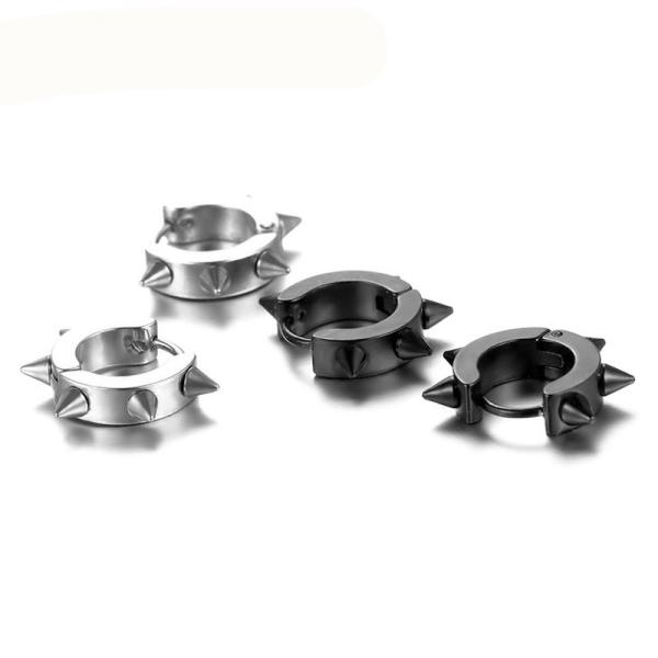 Meaeguet Black Gothic Punk Stud Earrings For Women Men 316L Stainless Steel Rivet Spike Earrings Rock Party Jewelry