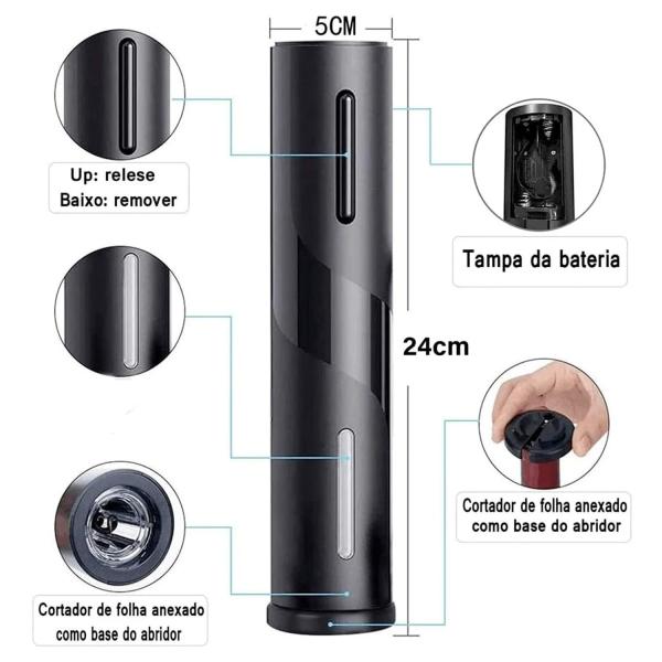 4 In 1 Electric Corkscrew Set With Foil Cutter Vacuum Cap Spout For Kitchen Home Bar