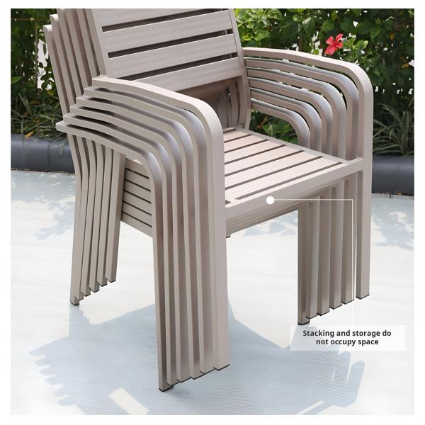 Outdoor Patio Dining Table With Stackable Chairs For Terrace