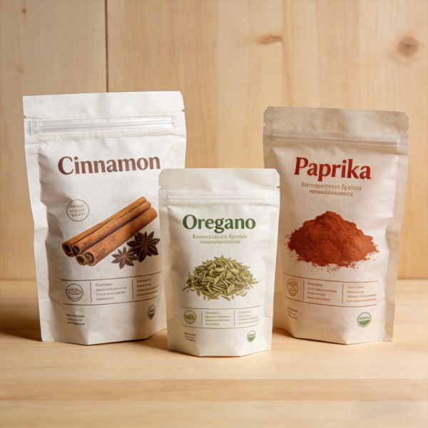 Custom Recyclable Food Grade Spice Bags with Zipper Top for Compliant Exports and Custom Size Accepted
