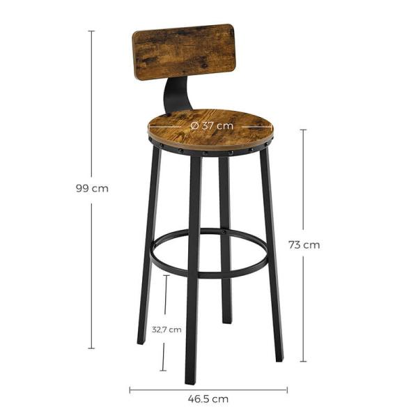 Bar Stools with Backrest, Industrial Bar Stool, Bar Stool Set for Sale, Bar Furniture, Kitchen Furniture, LBC026B01