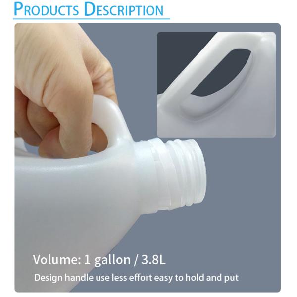 Translucent 3.8L HDPE Round 1 Gallon Chemical Containers With Handle