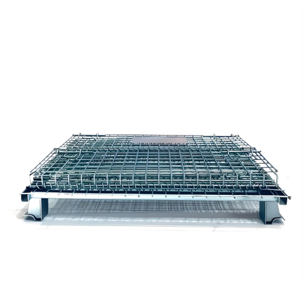 Folding Lockable Mesh Container Wire Storage Cage Galvanized For Warehouse