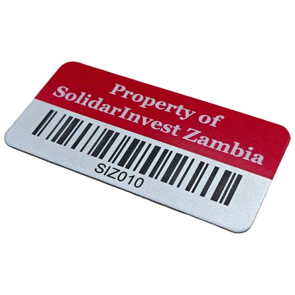Customized Aluminum Red Barcode Tag Laser Metal Industrial Asset ID Labels for Logistics Tracking Management