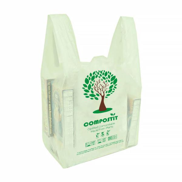 Custom Coloured Biodegradable Shopping Carrier Bags BPI DIN CERTCO ABA Certified