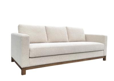 Wooden Base Three Seater Fabric Sofa Plinth Vintage Fabric 3 Seater Couch