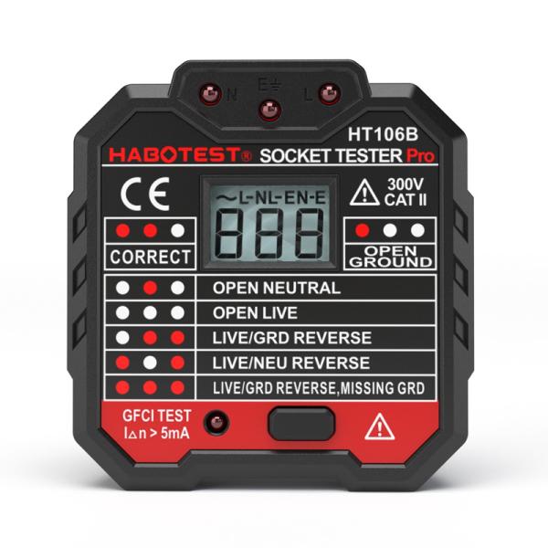 HT106 Check Plug Socket Tester 110~230VAC Voltage Range Dimension 62*65.5*56 mm