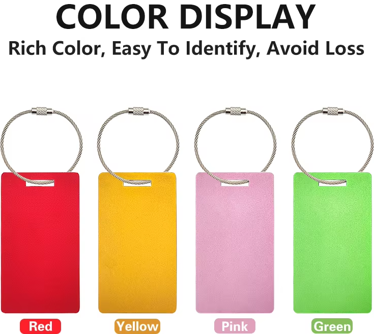 Ready to Ship Anodized Aluminum Cruise Luggage Tag High Quality 8 Colors Blank Metal Rectangle 90MM*50MM