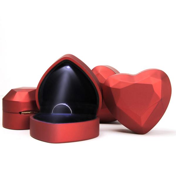 Wholesale Manufacturing high end Jewellery gift Box packaging Custom Necklace Ring jewelry set Packaging plastics heart shape white led Jewelry Box with logo