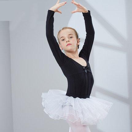 Children's cotton long sleeves gymnastics dance leotard clothing with children's ballet skirt