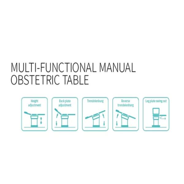 Manual Obstetric Delivery Bed Multifunction Adjustable Gynecology Operation Table A105 Stainless Steel