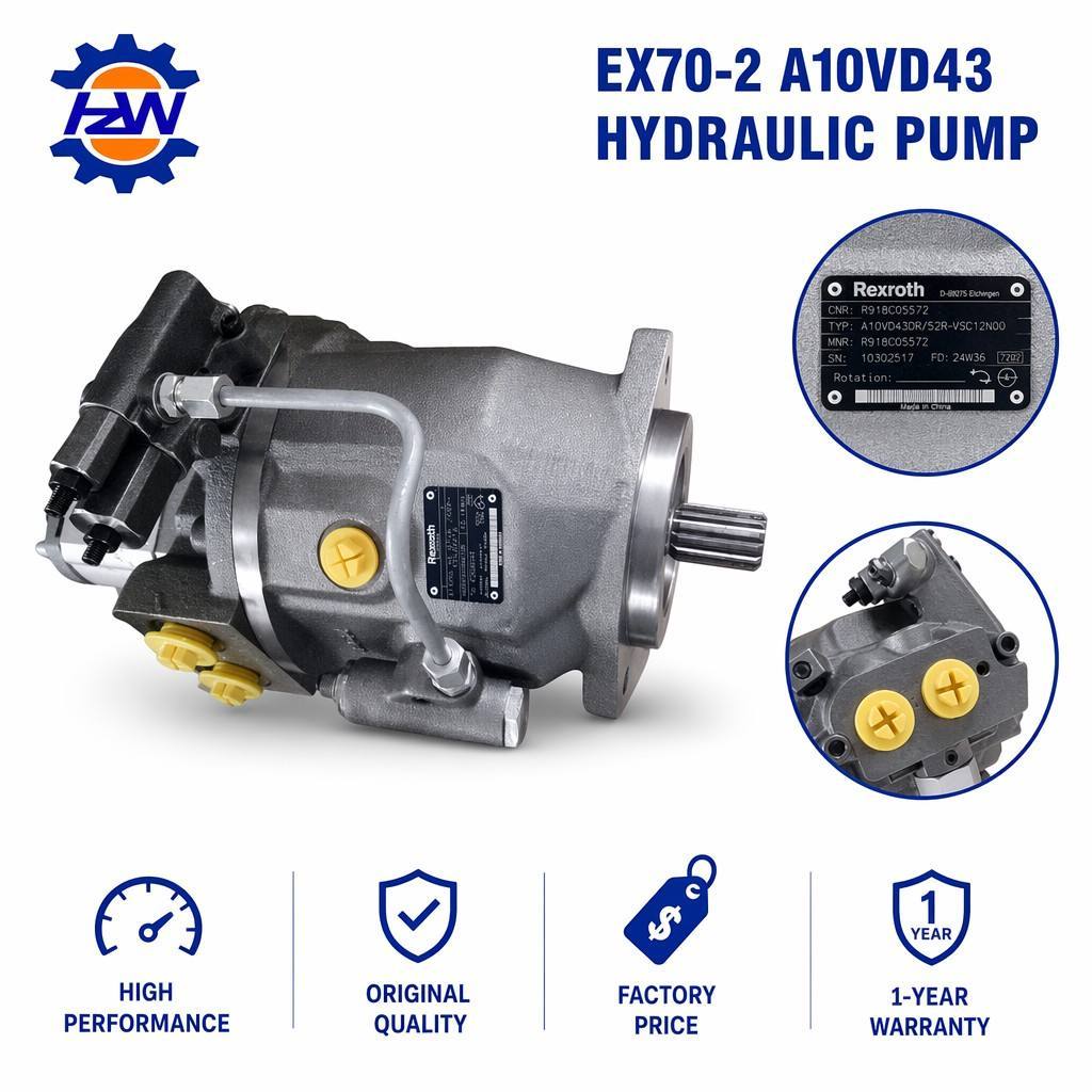 Hitachi EX70-2 Excavator A10VD43 Hydraulic Piston Pump Variable Displacement High Pressure Parts