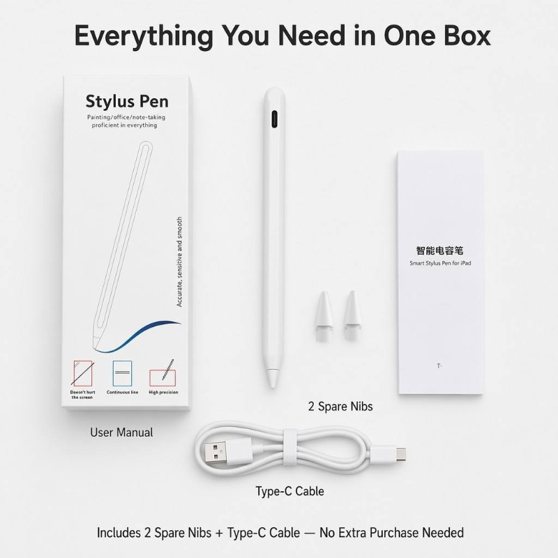 Magnetic Wireless Charging Stylus Pen for iPad 2018-2026 Tilt Sensitive Palm Rejection Active Pencil OEM Wholesale