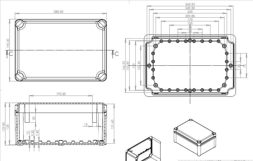 Крышка приложения Ip65 распределительной коробки 280*190*130mm PCB ясная