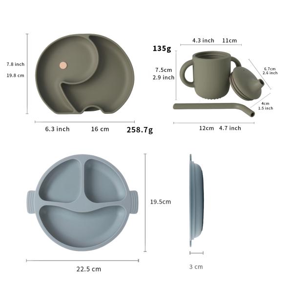 684g BPA Free Non Toxic Silicone Baby Feeding Set for Toddler Tableware Dishwasher Safe