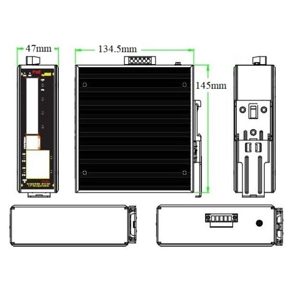 8 Port Gigabit Managed Industrial PoE Fiber Switch DIN Rail With 30W Per Port