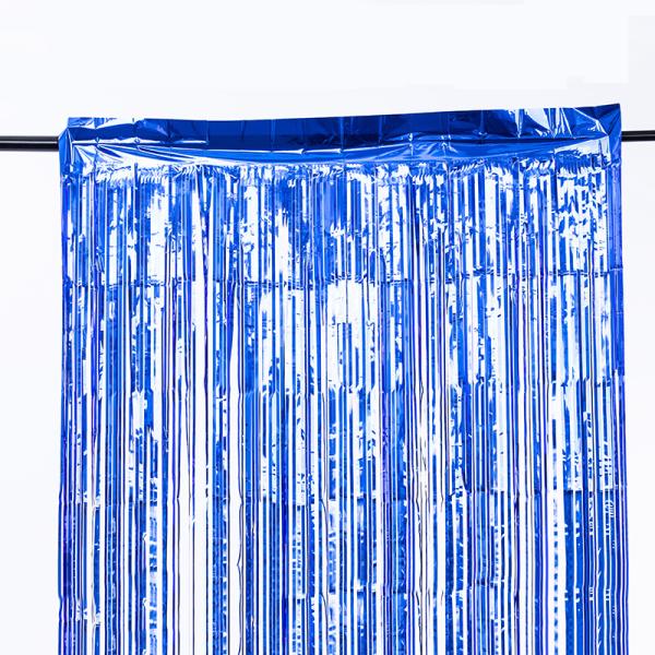 1*2m Blue Fringe Backdrop Metallic Tinsel Foil Fringe Curtains