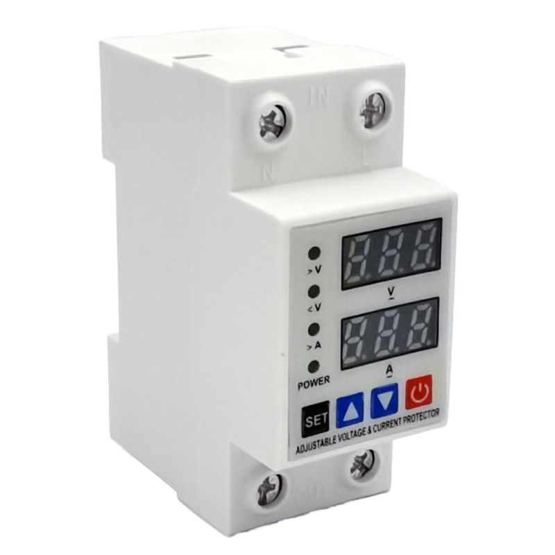 220V/230V AC Single Phase Din Rail Copper PC Adjustable Protector Relay SVC Automatic Voltage Regulator Dual LED Display Voltage