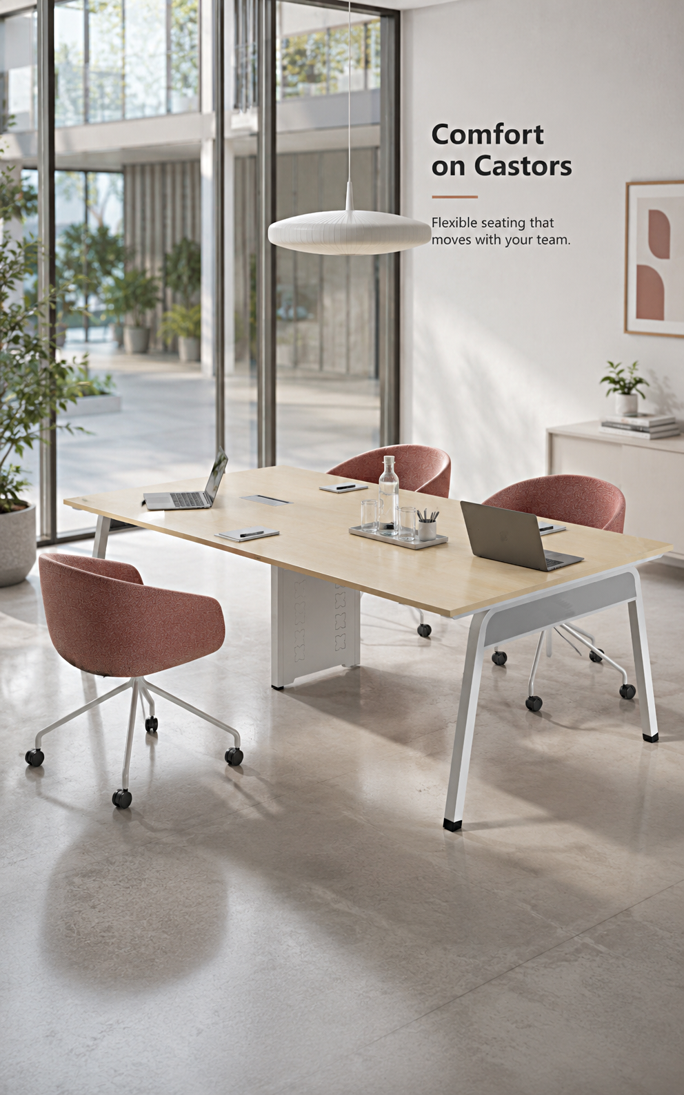 Modern 4 Person Conference Table with Cable Management for Small Office Meeting Rooms