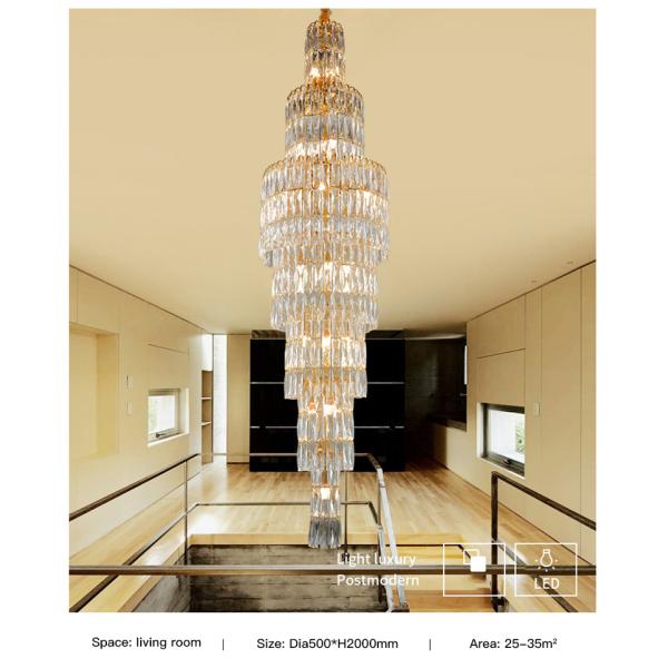 Luxury k9 crystal chandelier long staircase lamp living room lamp(WH-NC-89)