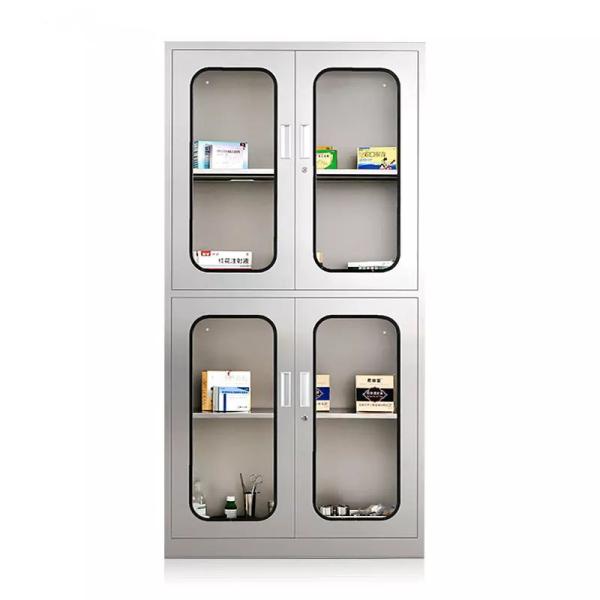 201 Stainless Steel Medicine Cabinet Durable Hospital Medicine Cabinet 2 Drawer 4 Door