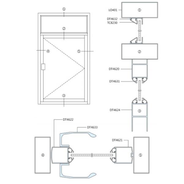 extrusions en aluminium de cadre de porte