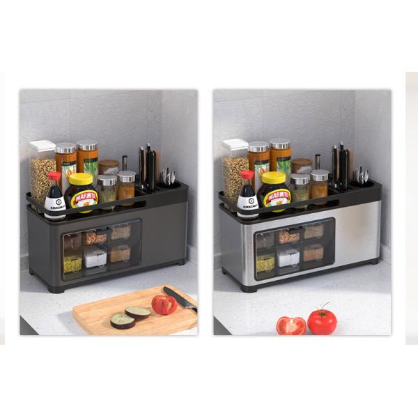 Dustproof 43cm Length Steel Kitchen Basket Rack For Seasoning