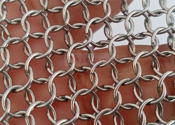 Silver Color Metal Ring Mesh Stainless Steel For Decoration Of Buildings Facade