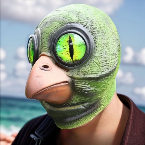 Latex Material Fantasy Mask for Role-Playing and Theatrical Use in One Size Fits Most Design