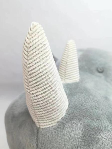 Soft Plush Stuffed Animal Chenille And PP Cotton Filling Cute Grey Rhinoceros Toy Baby Comfort Toy