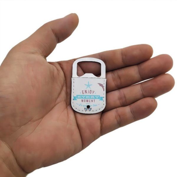 Eco-Friendly Double-Sided Stainless Steel PU Leather Bottle Opener Sublimation Blanks