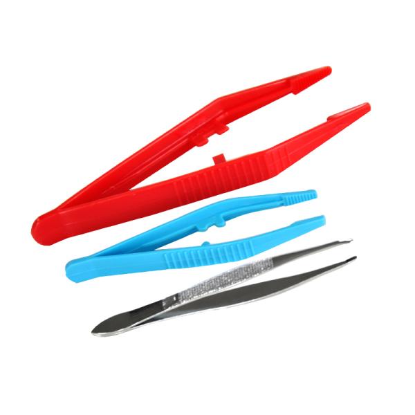 Disposable Plastic First Aid Tweezers Oblique Medical Surgical Pack Splinter Forcep